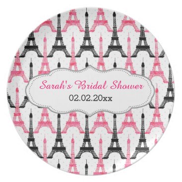 Chic Eiffel tower  Pink  Personalized Plate