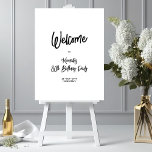 Chic Eighty 80th Birthday Party Welcome Sign<br><div class="desc">Celebrate your special day with this simple stylish 80th birthday welcome sign. This design features a chic brush script " Welcome to your name's 80th Birthday Party" in black & white color combo. More Bday party designs available at my shop BaraBomDesign.</div>