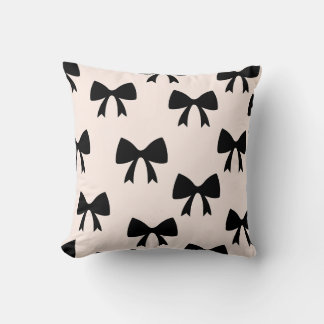 Chic Elegance: Black Bow Accent Throw Pillow