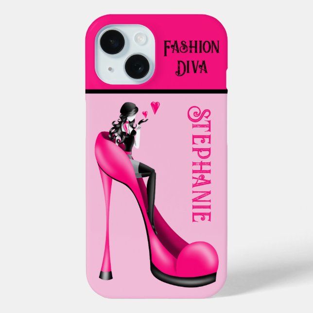 Chic Elegance: Fashionable Lady Blowing a Kiss Case-Mate iPhone Case (Back)