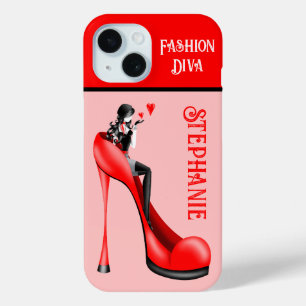 Chic Elegance: Fashionable Lady Blowing a Kiss iPhone 15 Case