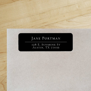 Chic Elegance Modern Black Return Address Label