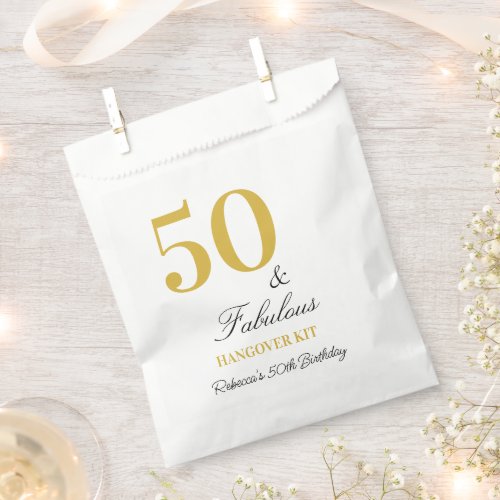 Chic Elegant 50  Fabulous Birthday Hangover Favor Bag
