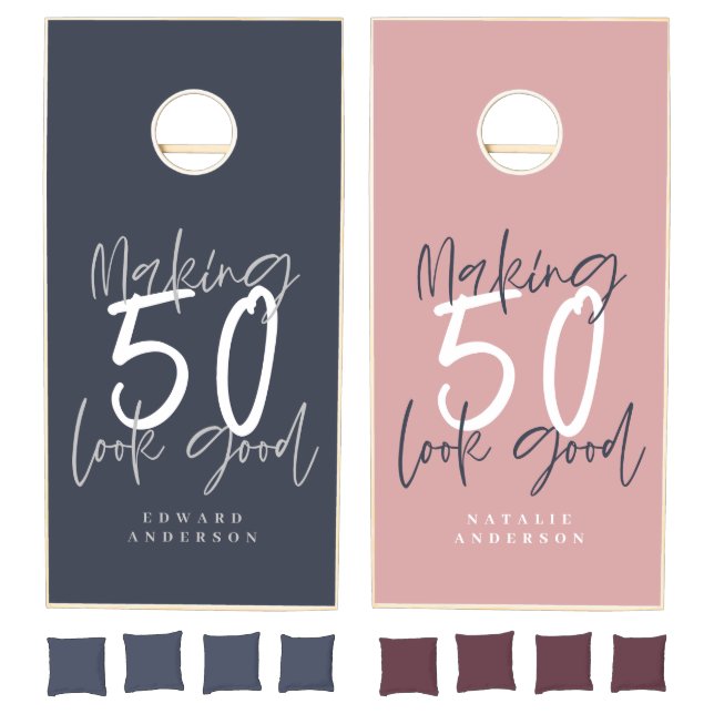 Chic elegant 50th birthday chic elegant cornhole set (Set)