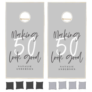 Chic elegant 50th birthday chic elegant monochrome cornhole set