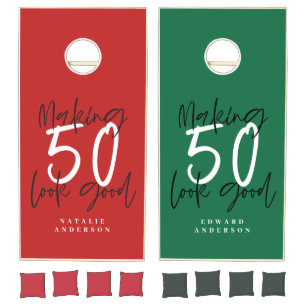 Chic elegant 50th birthday chic elegant typography cornhole set