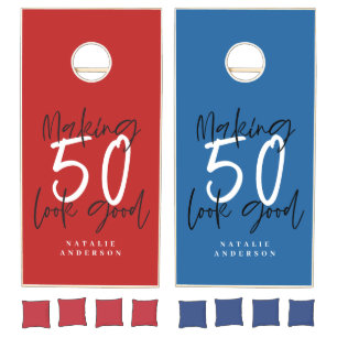 Chic elegant 50th birthday chic elegant typography cornhole set