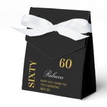 Chic Elegant 60th Birthday Black Gold Thank You  F Favor Boxes