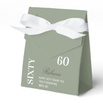 Chic Elegant 60th Birthday Sage Green Thank You Favor Boxes