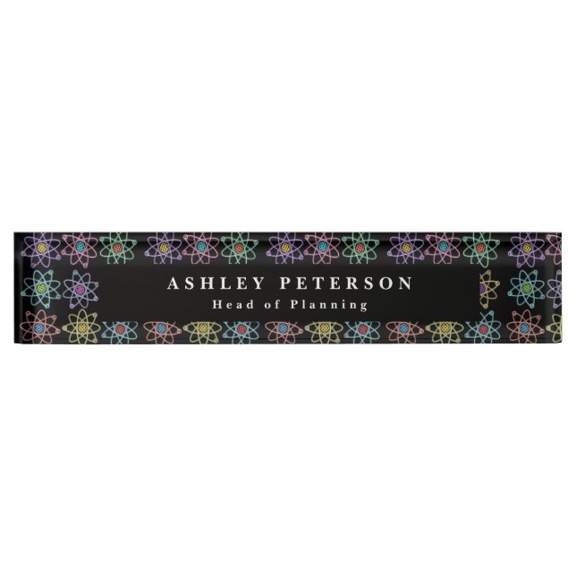 Chic Elegant Atomic Structure Science Desk Name Plate (Front)