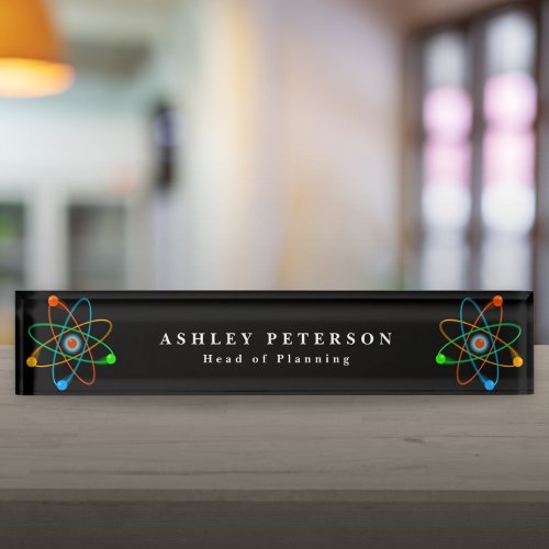 Chic Elegant Atomic Structure Science Desk Name Plate