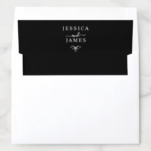 Chic Elegant Black and White Wedding Monogram Envelope Liner