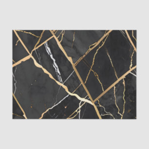 Chic Elegant black golden yellow Faux Marble Tissue Paper