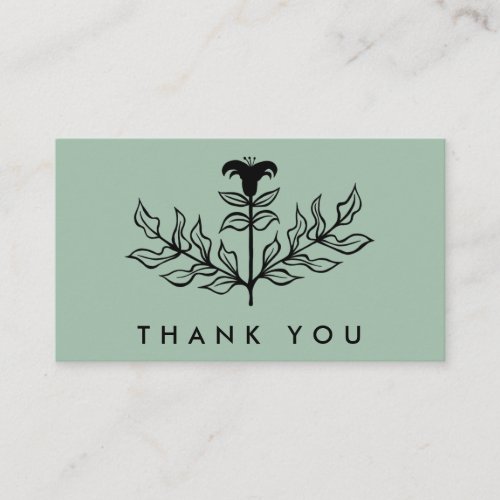 Chic Elegant Black Lily ORDER THANK YOU BW Business Card