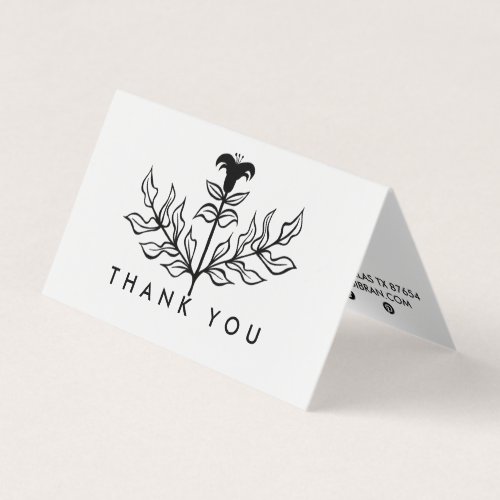 Chic Elegant Black Lily ORDER THANK YOU Folded Business Card