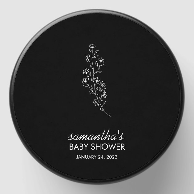 Chic Elegant Black Line Art Flower Mini Candle Favors