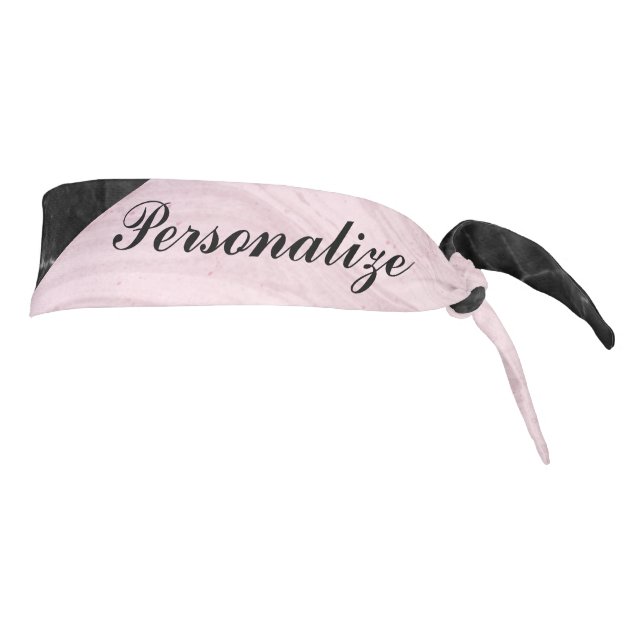 Chic Elegant Black Pink Marble Personalized Tie Headband (Rotate 90)