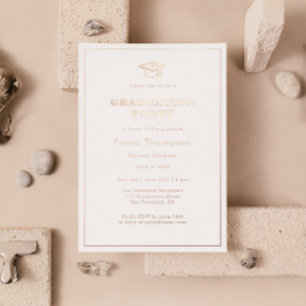 Chic Elegant Black & Rose Gold Graduation Party Foil Invitation