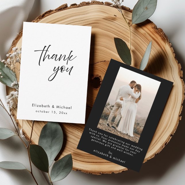 Chic Elegant Black Tie Wedding Thank You Card (Creator Uploaded)