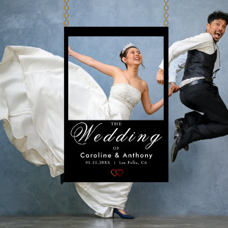 Chic Elegant Black Wedding Selfie Photo Frame Foam Board