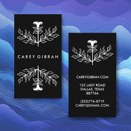 Chic Elegant Black White Lily Line Drawing CUSTOM  Business Card