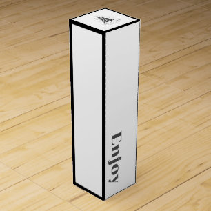 Chic Elegant Black White Script Christmas Tree Wine Box