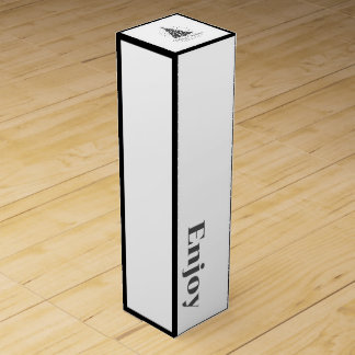 Chic Elegant Black White Script Christmas Tree Wine Box