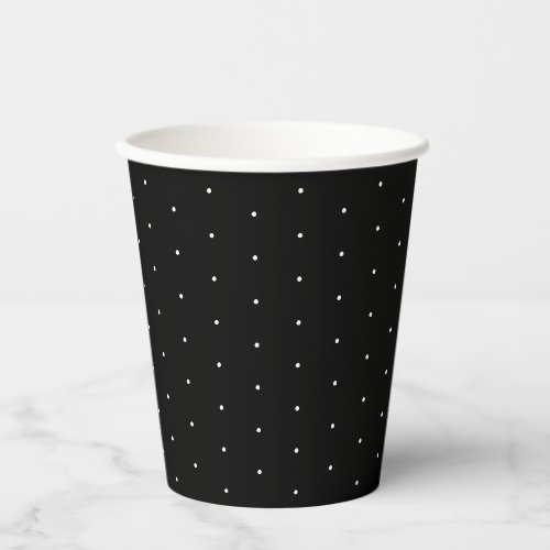 Chic elegant black white tiny polka dots pattern paper cups