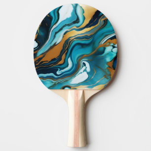 Chic Elegant blue green gold Faux Marble Ping Pong Paddle