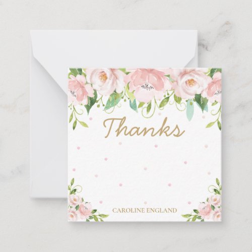 Chic Elegant Blush Pink Floral Flowers Note Card