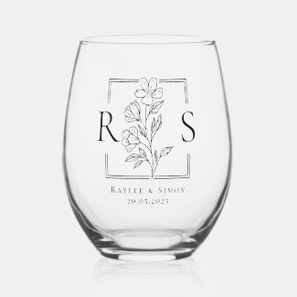 Chic Elegant Boho Floral Monogrammed Initial