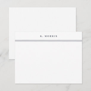 Chic Elegant Border Black White Personalized Flat Note Card