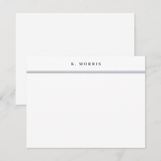 Chic Elegant Border Black White Personalized Flat Note Card (Front/Back)