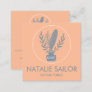 Chic Elegant Botanical Quill Logo Notary Public Square Business Card