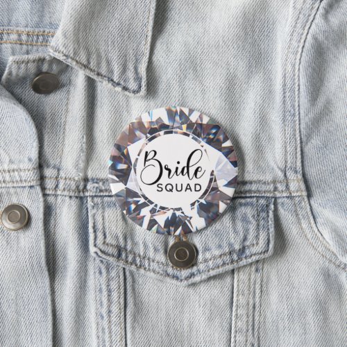 Chic Elegant BRIDE SQUAD Diamond Script Button