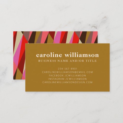 Chic Elegant Bright Gold Pink and Brown Business Card