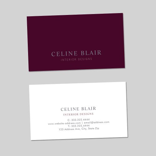 Chic Elegant Burgundy Professional Business Card