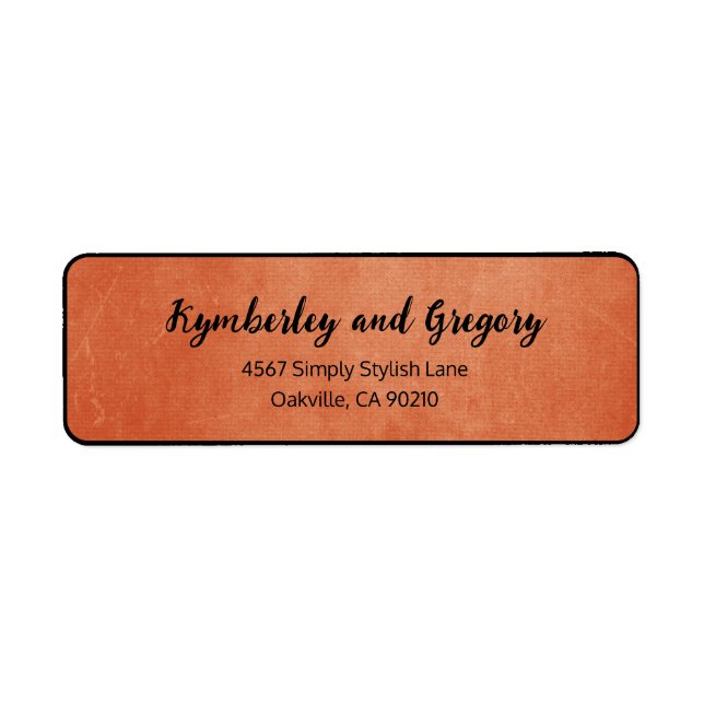 Chic Elegant Burnt Orange Black Name Location Label (Front)