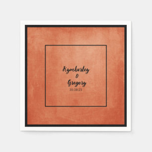 Chic Elegant Burnt Orange Black Name Napkins