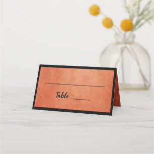 Chic Elegant Burnt Orange Black Name Place Card