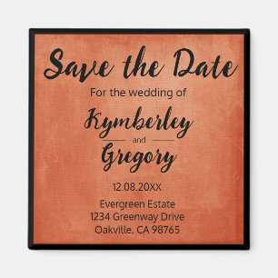 Chic Elegant Burnt Orange Black Save the Date Magnet