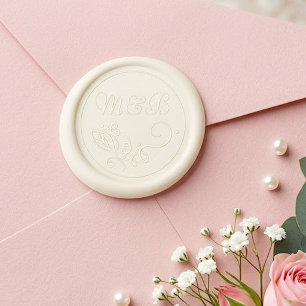 Chic Elegant Calligraphy Style Couple Initials Wax Seal Sticker