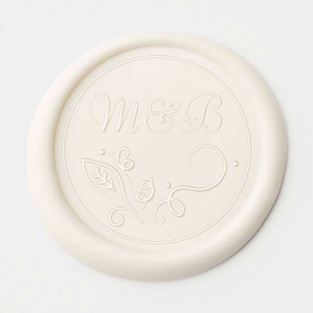 Chic Elegant Calligraphy Style Couple Initials Wax Seal Sticker (Front)