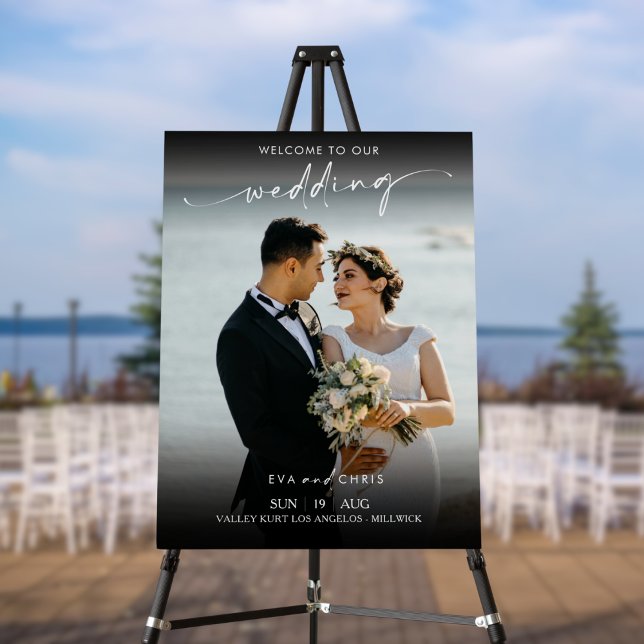 Chic Elegant Calligraphy Wedding Photo Welcome Foam Board (Creator Uploaded)