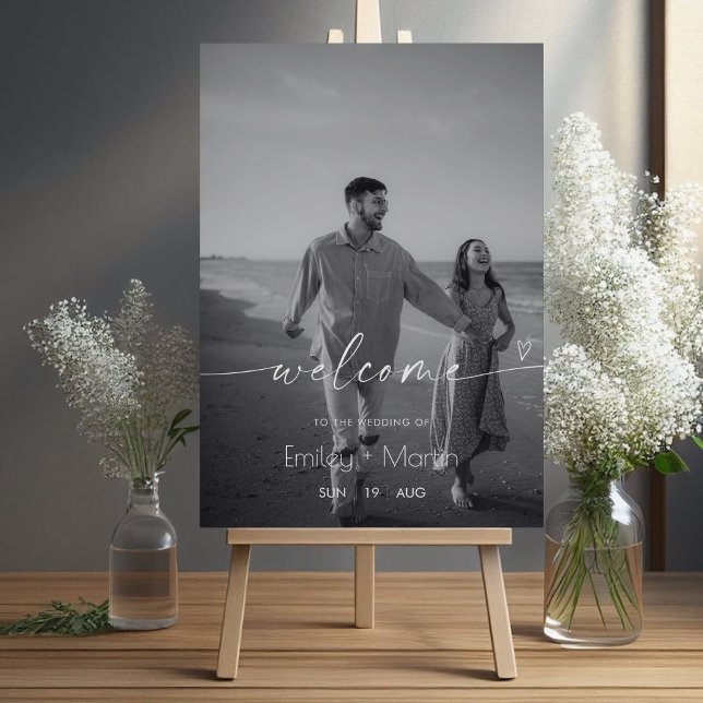 Chic Elegant Calligraphy Wedding Photo Welcome Foam Board (Creator Uploaded)