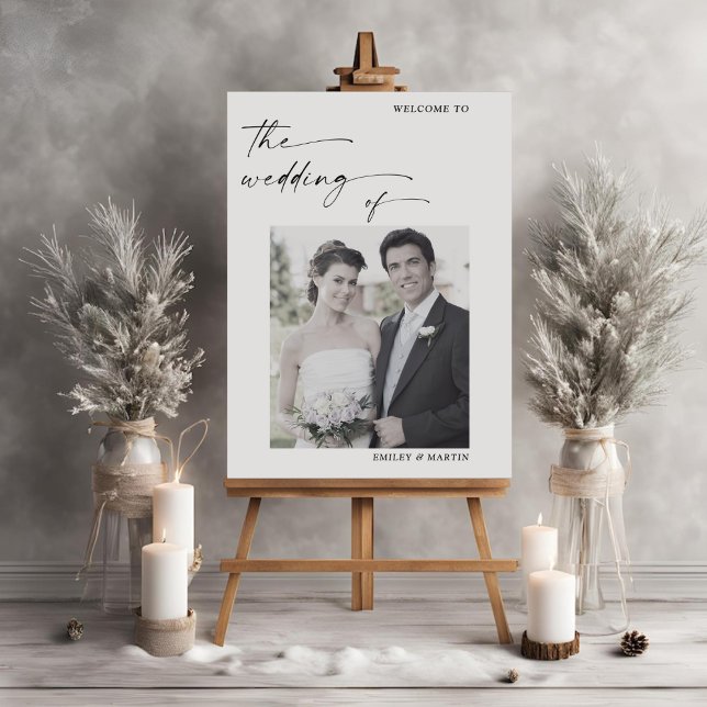 Chic Elegant Calligraphy Wedding Photo Welcome Foam Board (Creator Uploaded)