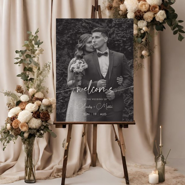 Chic Elegant Calligraphy Wedding Photo Welcome Foam Board (Creator Uploaded)