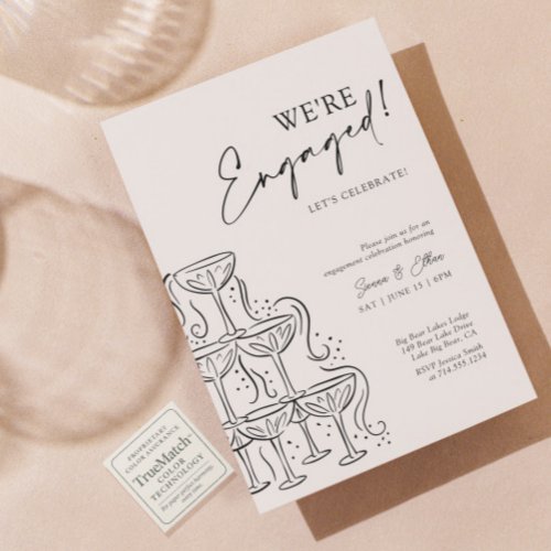Chic Elegant Champagne Engagement Party Invitation