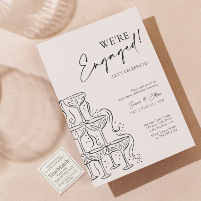 Chic Elegant Champagne Engagement Party Invitation (Creator Uploaded)