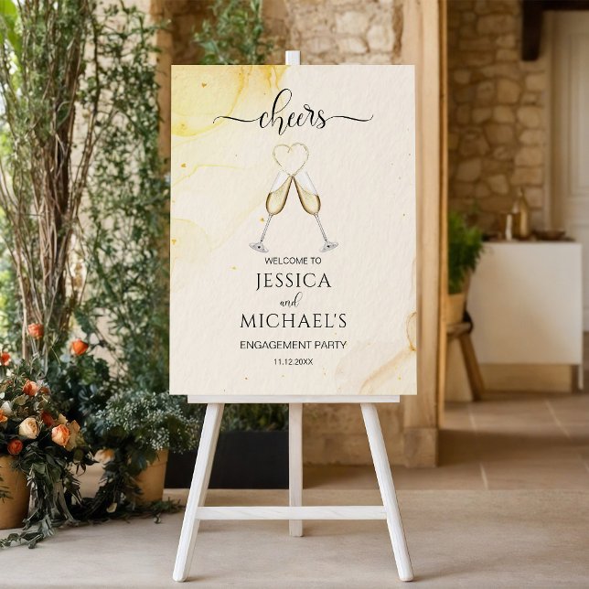 Chic Elegant Champagne Gold Heart Engagment Party Foam Board (Creator Uploaded)